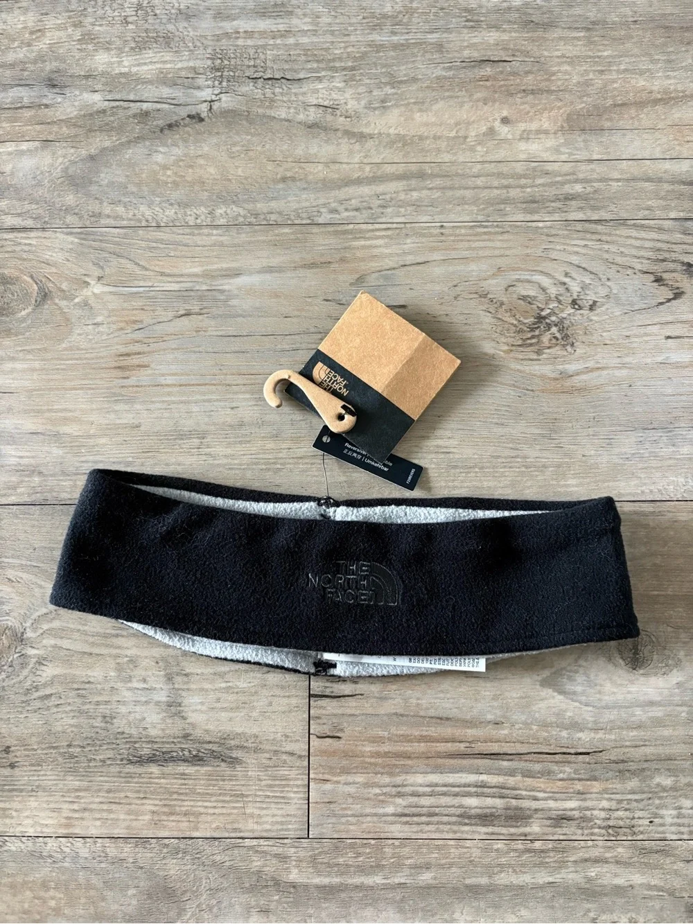 NWT The North Face Kids Glacier Reversible Headband In Black/Meld Grey
